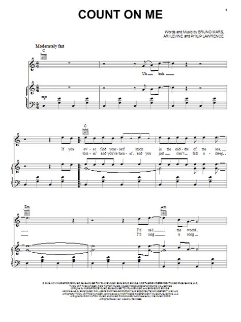 Bruno Mars Count On Me Sheet Music Notes Download Printable Pdf