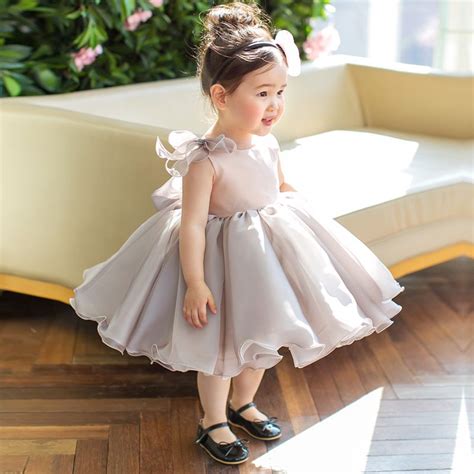 Elegant Grey Organza Birthday Flower Girl Dresses 2020 Princess Scoop