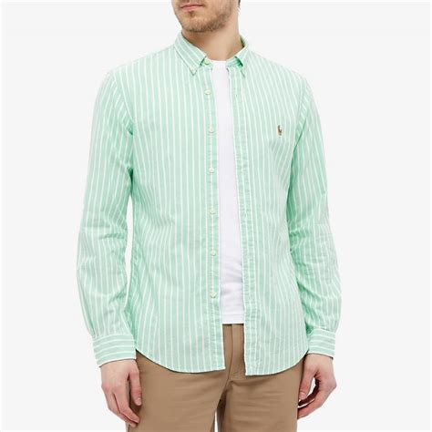 Polo Ralph Lauren Button Down Stripe Oxford Shirt Green And White End Au