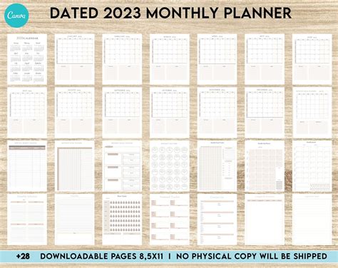 2023 Monthly Planner28 Canva Templates 85x11 Printable And Editable