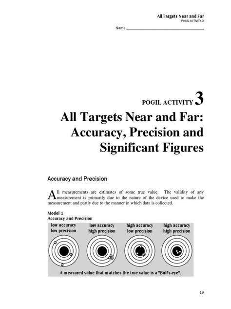 Accuracy And Precision Worksheet Answers Accuracy And Precision Pogil