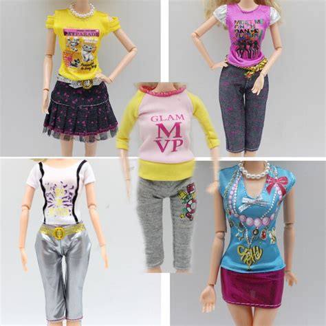 5set Clothes For Barbie Doll Dress Jacket Outfit Pants Outwear Suit Set