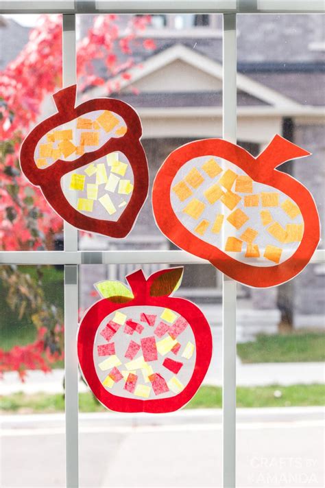 Fall Suncatchers Apple Acorn Pumpkin Crafts By Amanda