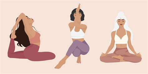 Set Of Girls In Different Yoga Poses On A Simple Background 6685868