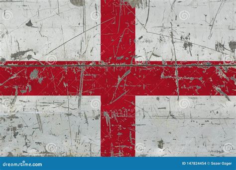 Grunge England Flag On Old Scratched Wooden Surface National Vintage