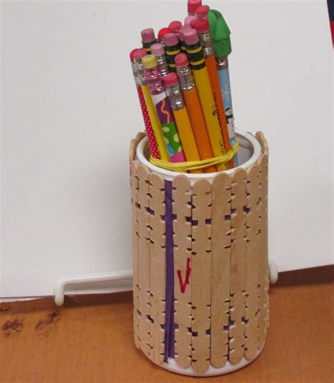 Pencil Holder Made From Concentrated Juice Containers Popsicle Sticks