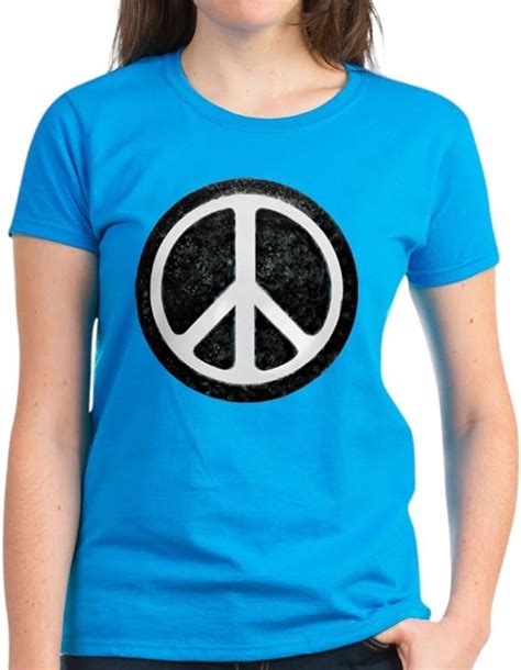 Cafepress Original Vintage Peace Zeichen Damen T Shirt Aus Baumwolle Amazon De Bekleidung