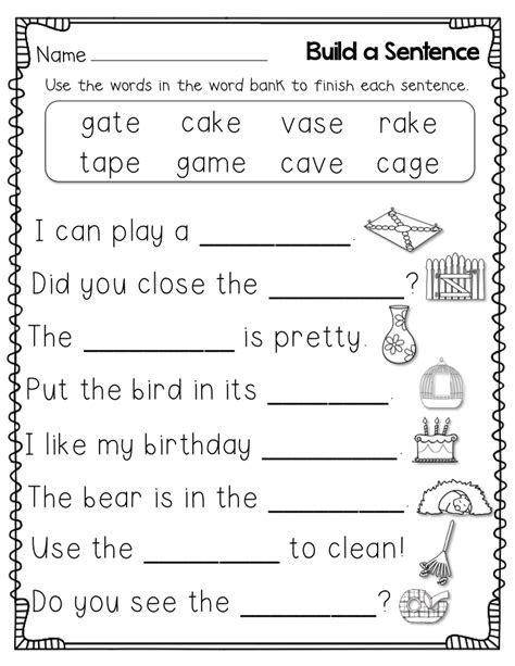 English For 1st Graders Worksheets
