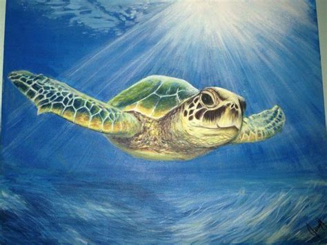 Green Sea Turtle Painting Etsy Sea Turtle Painting Turtle Painting