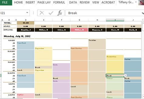 Employee Schedule And Hourly Increment Template For Excel