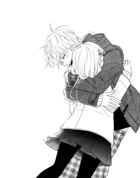 Anime Couple Black And White Hug Mangá Couple