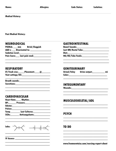Nurse report sheets are very handy because they contain tidbits of vital information concerning your patient's. Nursing Report Sheet — From New To Icu within Icu Report ...