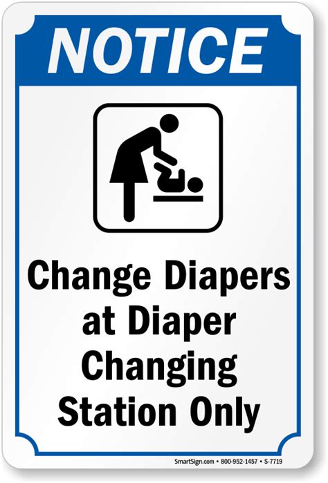 Change Diapers At Diaper Changing Station Notice Sign Sku