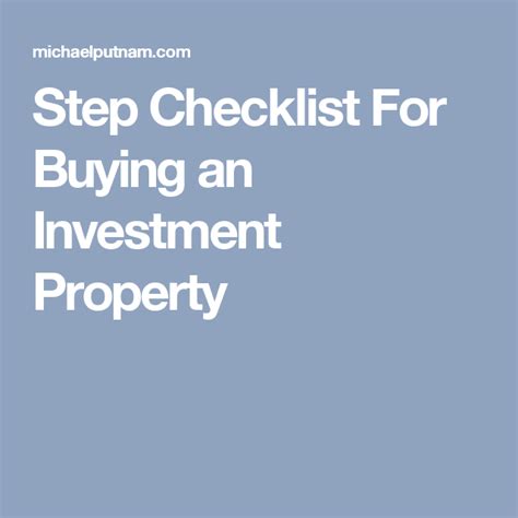 Step Checklist For Buying An Investment Property Buying Investment