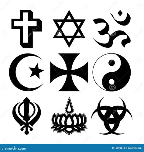 Religious Symbols On Background Isolated Vector Illustration