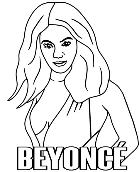 Beyonce Knowles Printable Coloring Page