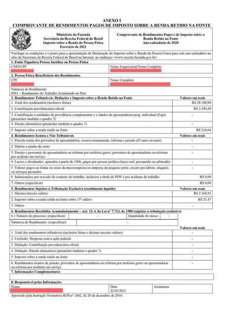 Modelo De Informe De Rendimentos My Imagesee