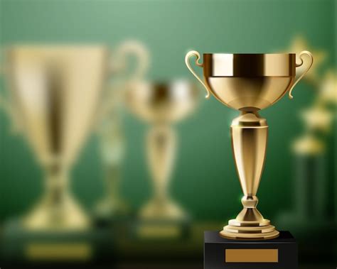 Fondo Realista Con Trofeos De Oro Brillante Premios Tazas Vector Gratis