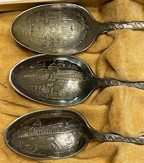 Lot Antique 1893 Chicagos Columbian Worlds Fair Souvenir Spoon 6 Pc