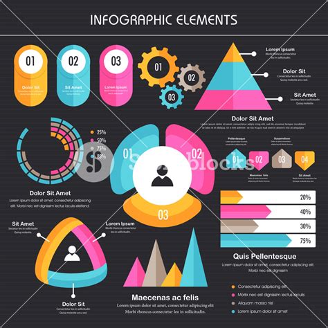 Set Of Colorful Statistical Infographic Elements As Charts Graphs And
