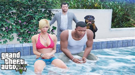 What Tracey And Franklin Do In The Pool In Gta 5 Funny Youtube