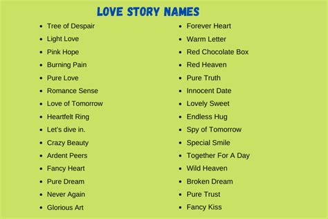 263 love story names ideas to inspire your next adventure 2024
