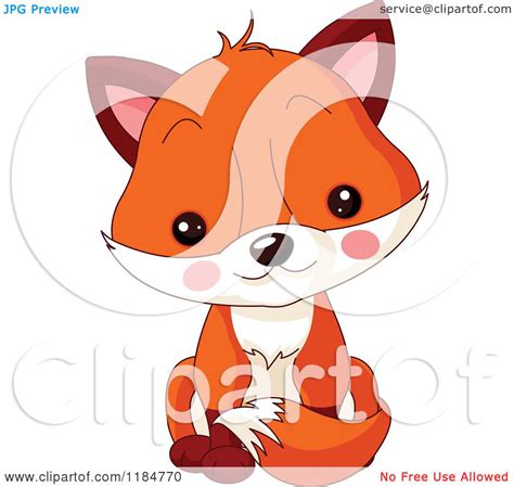 Cartoon Of A Cute Baby Fox Sitting Royalty Free Vector Clipart By