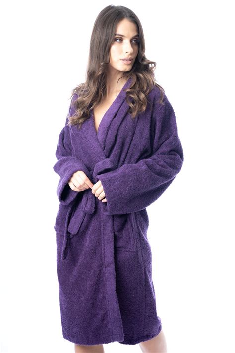 Womens Robe Terry Towelling 100 Cotton Hooded Bath Dressing Gown