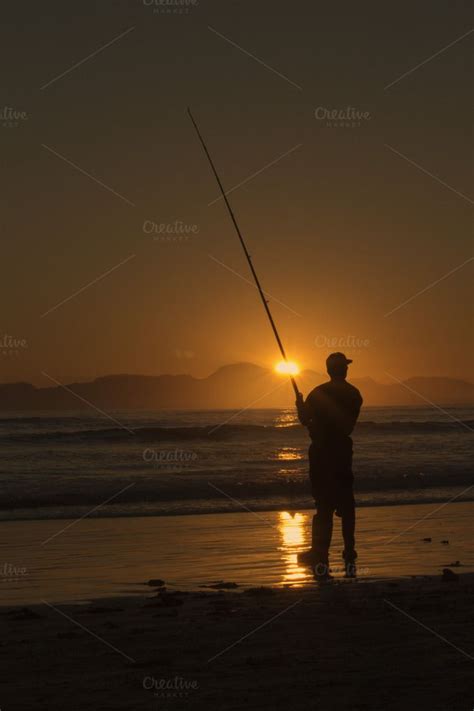 Fisherman Featuring Fish Fisherman And Sunset Photo Surf Beach