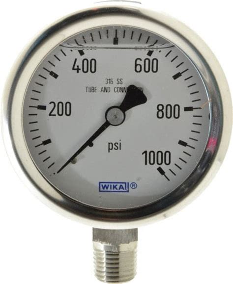 Wika 2 12 Dial 14 Thread 0 1000 Scale Range Pressure Gauge