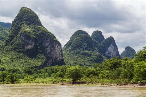 Karst Mountains And Limestone Peaks Of Li River In China Stock Image