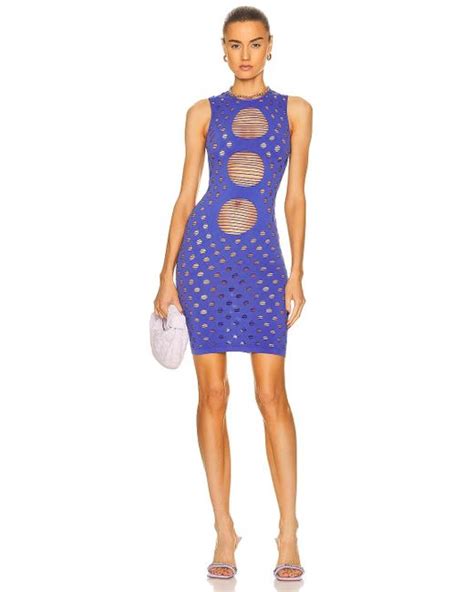 Maisie Wilen Synthetic Perforated Mini Dress In Midnight Blue Lyst