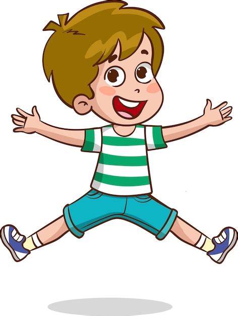 Premium Vector Cute Little Kid Jump And Feel Happy