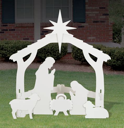 White Outdoor Nativity Scene Display Front Yard Originals
