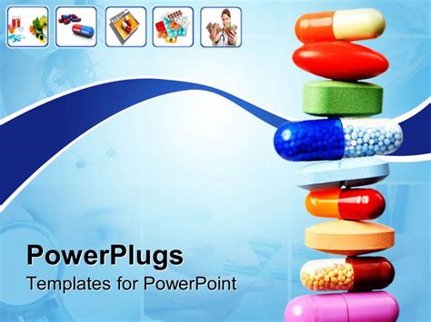 Powerpoint Template Stack Of Various Pills And Capsules