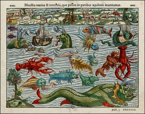 1550 monsters of sea and land sea monsters antique maps ancient maps