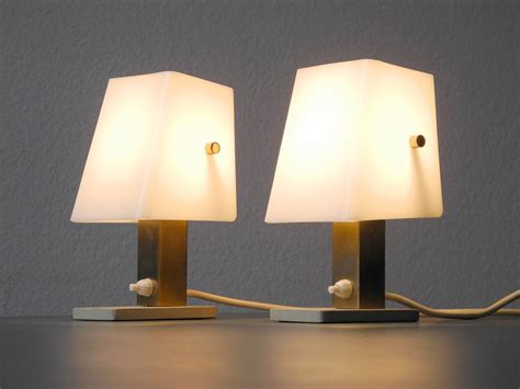 Brass Plexiglass Bedside Lamps From Hillebrand Set Of 2 For Sale At Pamono