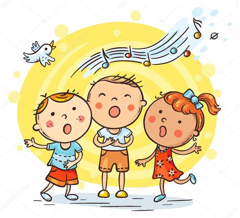 Niños Cantando Juntos Variante Con Manos De Dibujos Animados 2022
