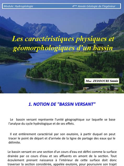 Les Caracteristiques Physiques Et Geomorphologiques D Un Bassin Versant