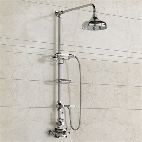 Traditional Exposed Thermostatic Chrome Bar Shower With Handheld Shower