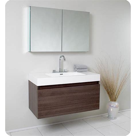 Furnish your bathroom with a vanity cabinet that brings unparalleled style to the room without compromising on functionality. Fresca Mezzo Gray Oak Bathroom Vanity with Medicine ...