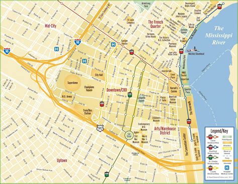 A Downloadable Map Of Downtown New Orleans Conference Hotel Is Within Printable Walking Map Of
