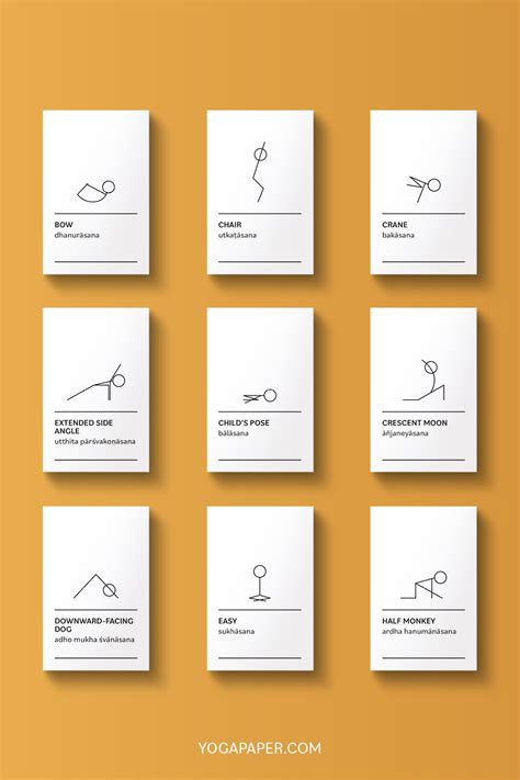 Printable Yoga Cards With Stick Figures Yoga Paper