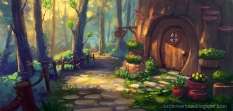 Woodland Cottage By Jordankerbow On Deviantart Fantasy Concept Art
