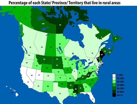 Map Of The Percentage Of Each State Province And Territory In The Us