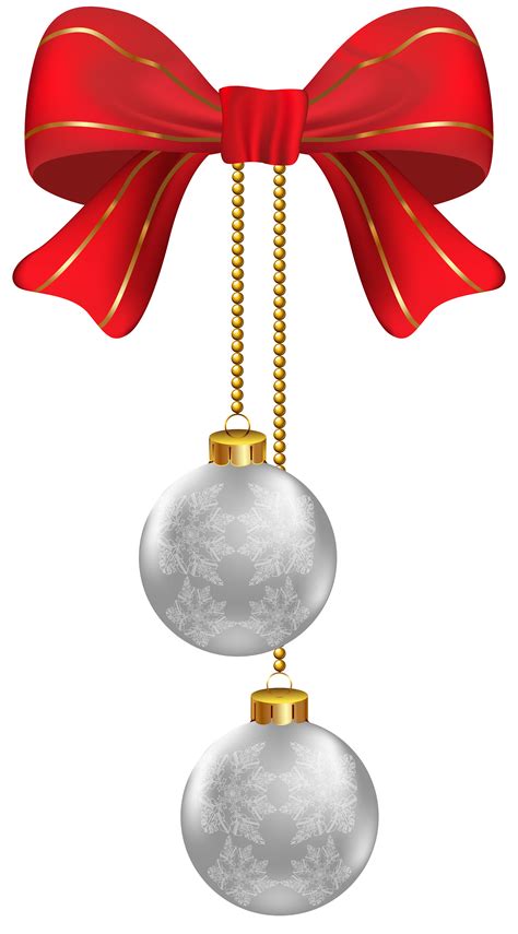 Hanging Christmas Silver Ornaments Png Clipart Image Gallery