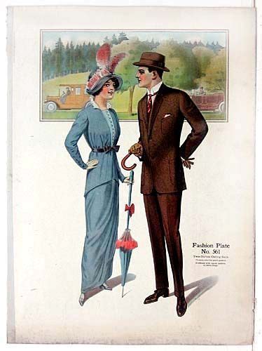 1914 Fashion Plate From Mens Tailors Fashion Sample Book 1914