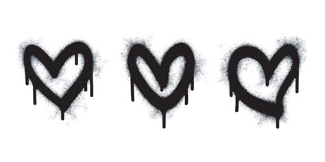 Spray Graffiti Heart Sign Painted In Black On White Love Heart Drop