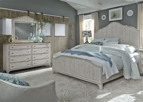 Complete the look with the haverhill low profile platform bed, as well as vishnu oriental soft anthracite area rug and chelan 28 table lamp set. Farmhouse Reimagined Antique White Panel Bedroom Set ...