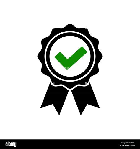 Approved Icon In Flat Style Award Rosette Symbol With Check Isolated On